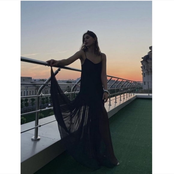 Zara Mulberry Silk Dress Black Size M - Picture 6 of 16